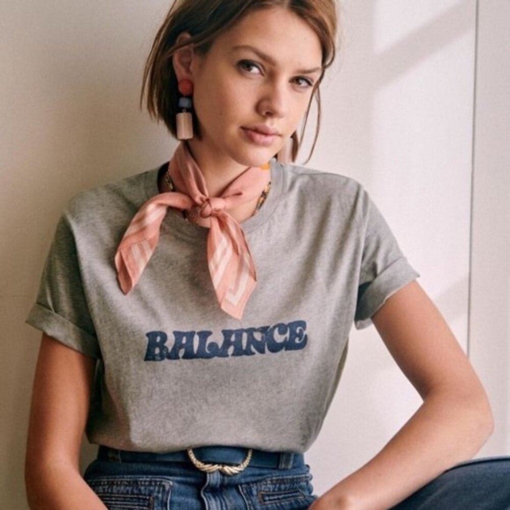 Sezane Organic Cotton "Astro" T-shirt in Balance (Libra)